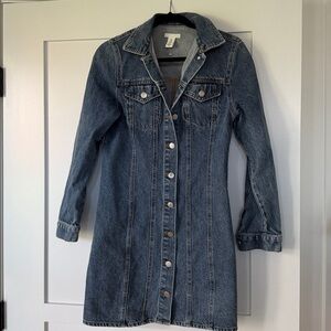 H&M Blue Medium Wash Denim Dress Short NEW